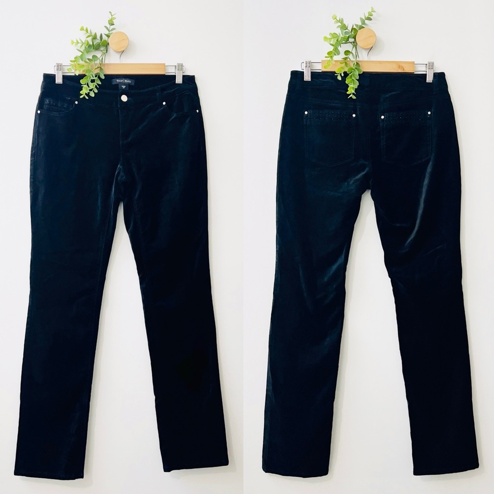 White House Black Market NWT Black Velvet Slim Pants